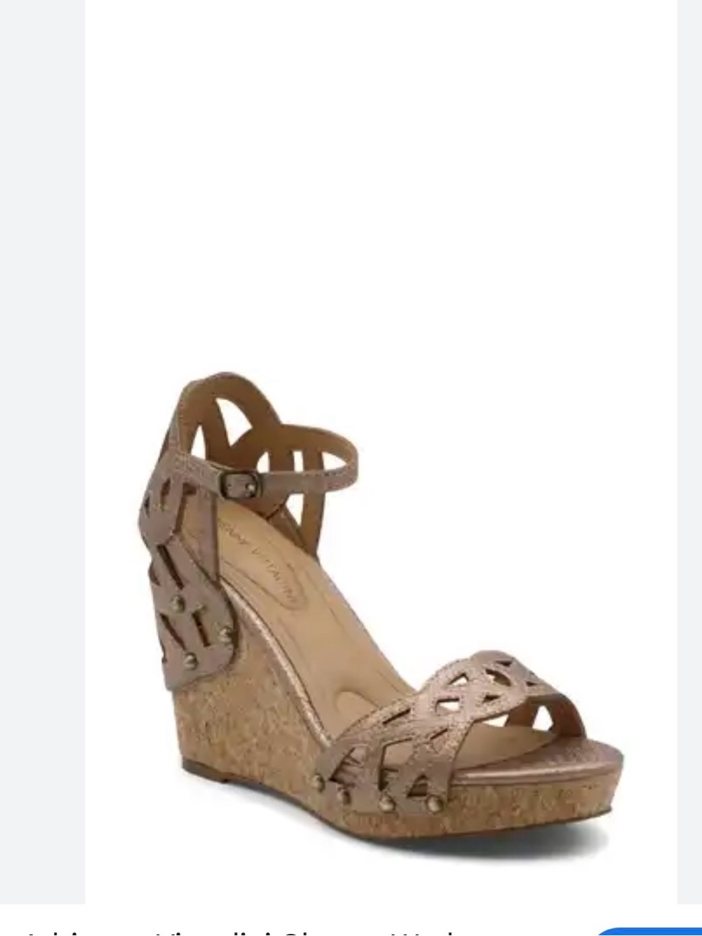 Adrienne Vittadini Metallic Taupe Wedge Sandal